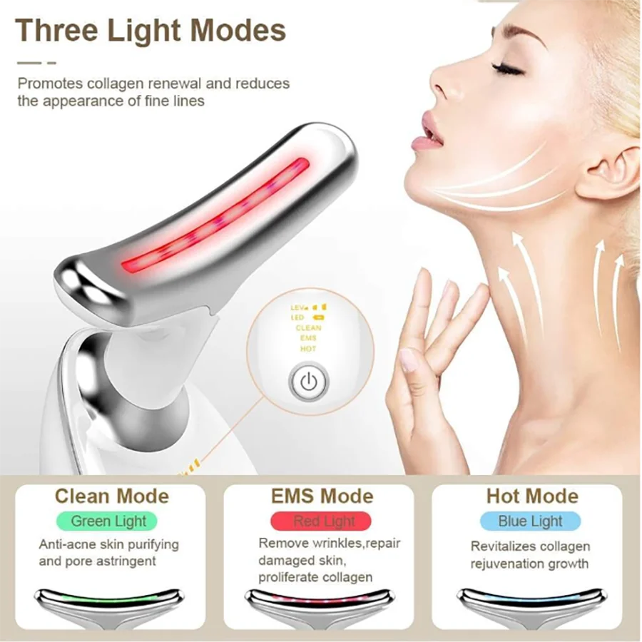 Glow-Lift: LED 3-Mode Facial & Neck Sculpting Device (Rechargeable)